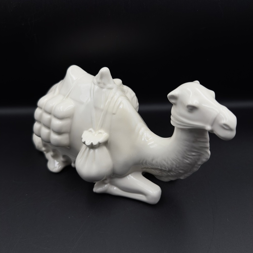 VTG 1970s Nativity Holland Mold Kneeling Camel Christmas White Ceramic Glazed‎